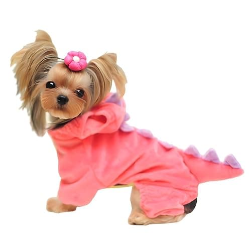 Hotumn Dinosaur Dog Halloween Costume Pet Dino Hoodie for Small Dogs (Small, Pink) - Image 1
