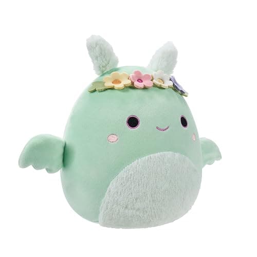 Squishmallows Original 7.5-Inch - Tove the Mint Green Mothman with Flower Crown and Fuzzy Belly thumbnail 6