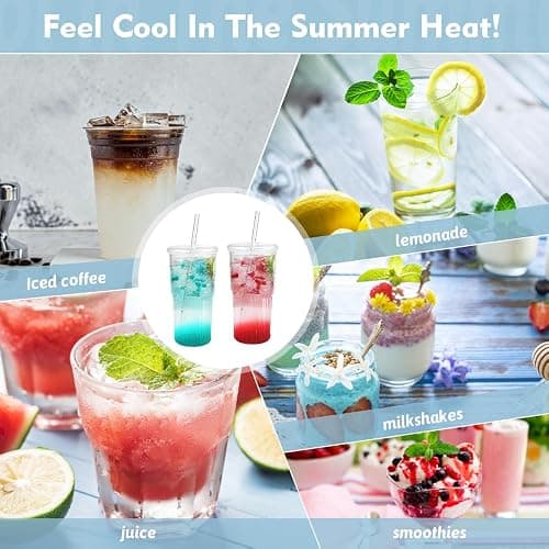 REFORUNG 550ML Trinkbecher mit Deckel und Strohhalm Glas Bubble Tea Becher Glasbecher Trinkglas mit Deckel Smoothie Becher aus Glas To Go Becher Kaffeebecher mit Trinkhalm für Saft Kaffee Wasser Tee thumbnail 6