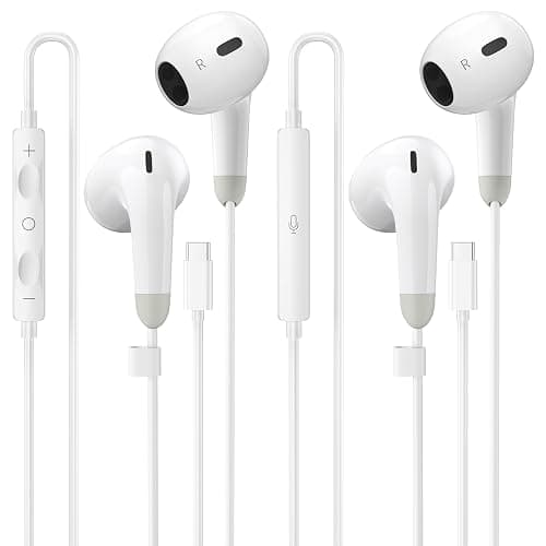 USB C Headphones for iPhone 17 16 15 Pro Max, 2 Pack Wired Earbuds USB C Wired Headphones with Microphone & Remote, Noise Isolating Earphones for iPad Pro/iPad Air, Galaxy S25 S24 S23 Ultra - Image 1