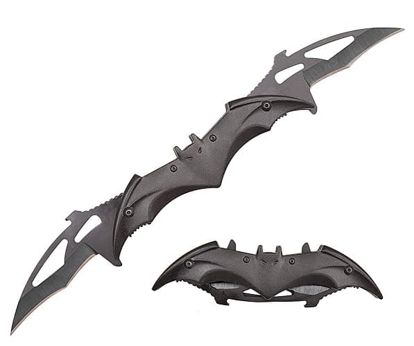 Twin Blade Knife - Pocket Folding Spring Assisted Dual Blades Bat Knives With Belt Clip Rainbow, Red, Black, Gold And Silver (total black-black) - Image 1