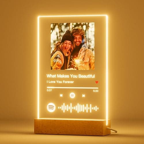iDIY plaque spotify personnalisé avec photo musique LED - Cadre photo Spotify personnalisé Cadeaux pour les anniversaires et la Saint-Valentin Noël - Image 1