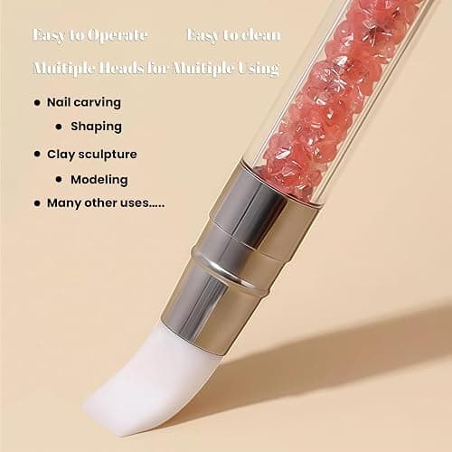 AstraGlam 5 Stück Nail Art Silikonpinsel mit Nail Art Palette, Doppelseitige Silikon Nail Art Werkzeuge, 3D Gel Nail Art, Modellieren und Dekorieren von Nagelfolie und Designs thumbnail 4