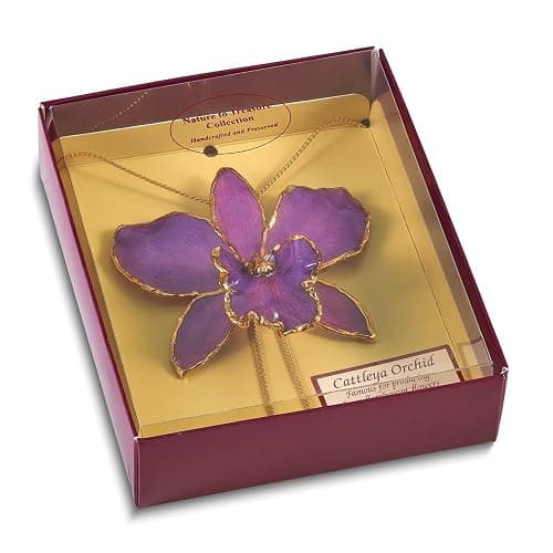 Auriga Fine Jewelry 24K Gold-trim Lacquer Dipped Multi-Color Real Cattleya Orchid Slip-on Adjustable Gold-tone Necklace thumbnail 4