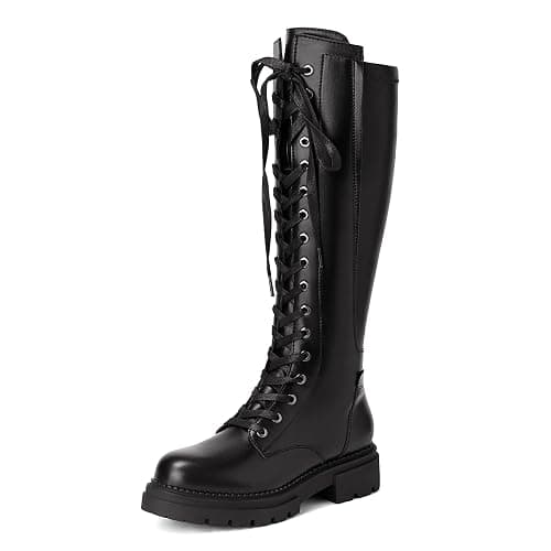 DREAM PAIRS Bottes Hautes au Genou pour Femmes Chaussures Longues à Lacets Bottes Décontractées à la Mode - Image 1
