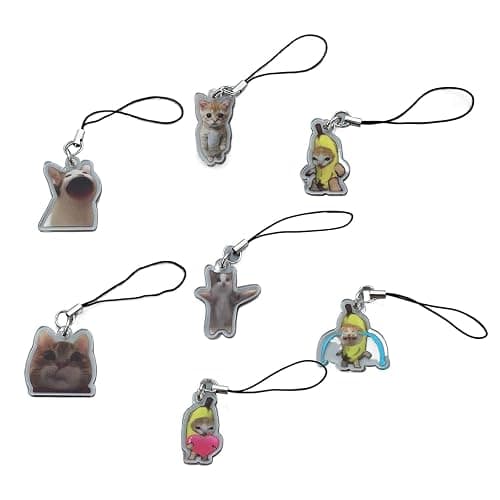 LIANXUE Cute Banana Cat Keychain for Students Funny Pendant Lanyard Decorations Cat Charm Phone Chain Anti-Lost Strap Decors - Image 1