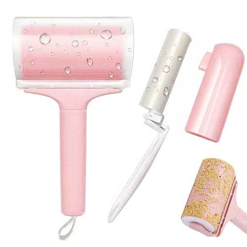 Reusable Lint Roller 2 Pack, Washable Sticky Lint Roller with Cover for Pet Hair, Portable Travel Lint Remover for Clothes, Purse, Furniture, Car, Large Mini Lint Brush for Home and Travel (Pink) - Image 1