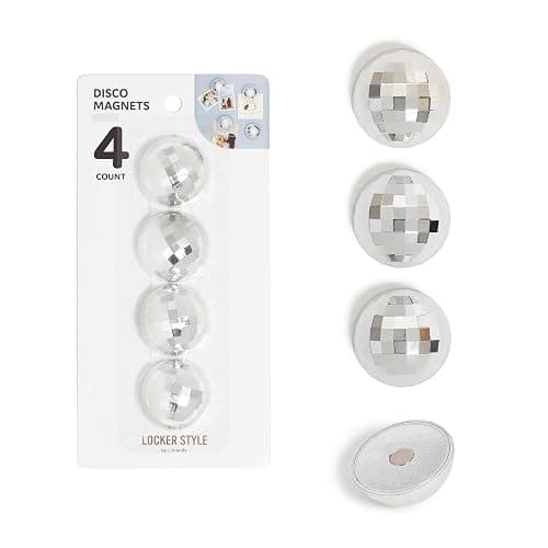 U Brands Locker Magnets, Set of 4 Disco Ball Magnets, Cute Fridge Magnets - Image 1