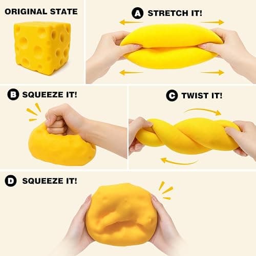 Big Cheese Squishy - 3.93in Jumbo Cheese Block Non-Rebound Giant Cheese | Big Squishy Cheese Stress Ball, Malleability Squeeze Toy, Giant Fidget Sensory Toy for Adults Teens Gifts thumbnail 3
