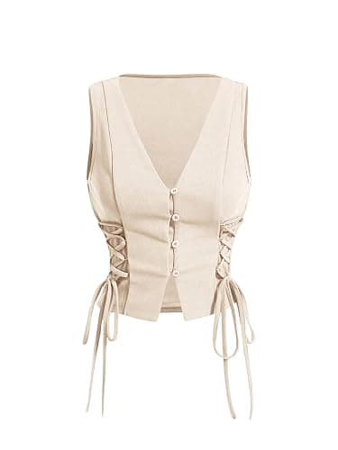 GORGLITTER Women's Sleeveless Western Cowgirl Rodeo Outfit Lace Up Vest Tops Pirate Renaissance Peasant Bodice 2026 - Image 1