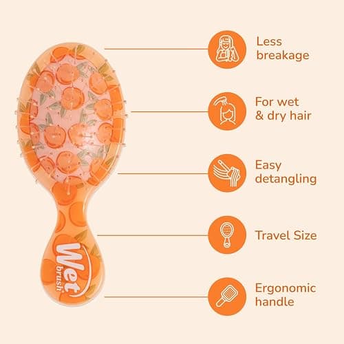 Wet Brush Mini Detangler Hair Brush, Peach (Tutti Fruitti), Detangling Travel Hairbrush, Ultra-Soft IntelliFlex Bristles Glide Through Tangles with Ease, Pain-Free, All Hair Types, Limited Edition thumbnail 4