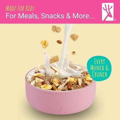 Elk and Friends Kids Porcelain Bowls with Silicone Sleeve | Kids/Toddler/Baby Feeding | Microwave & Dishwasher Safe | Non slip | Cereal/Soup/Snack Dishes & Dinnerware thumbnail 6