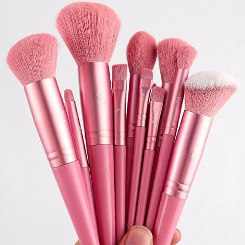 Makeup Brush Set 33 Pcs Makeup Tool Set Premium Synthetic Foundation Powder Concealers Eye shadows Blush Makeup Brushes (Pink, 33 Piece Set) thumbnail 7