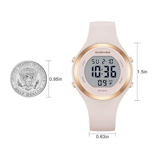 GOLDEN HOUR Waterproof Sport Women's Digital Chronograph Silicone Strap Watch thumbnail 5