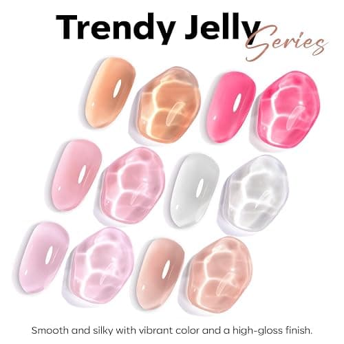modelones Nude Gel Polish Jelly Natural Pink Gel Nail Polish | French Tip Base Color Translucent Soak Off U V Soap Nails for Nail Art Manicure at Home 15ML thumbnail 6