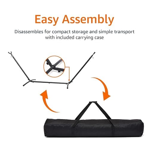 Amazon Basics 2 Person Heavy Duty Portable Sturdy Hammock Stand for Outside, Easy Assembly, Includes Carrying Case, 9 foot, Black thumbnail 7