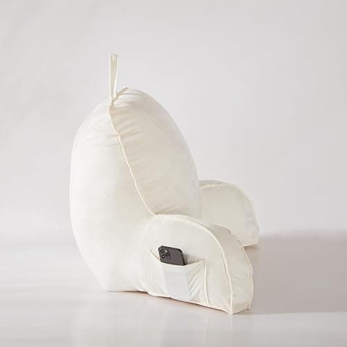 Reading Pillow for Sitting in Bed Adult,Back Pillow for Bed Sitting Up, Pillow,Backrest Back Support Chair Pillow, College Dorm Essentials for Girls and Boys, Velvet Beige L - Large - Beige thumbnail 6