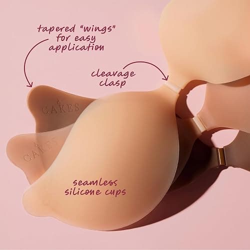 CAKES Body® Adhesive Strapless Bra - Reusable CAKES™ Sticky Bra For Fuller Looking Seamless Shape thumbnail 4