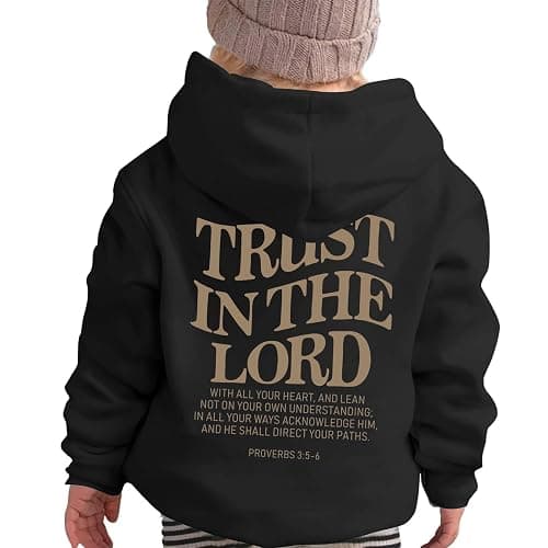 Kelxjia Trust In The Lord Graphic Hoodie For Girls Christian Jesus Hoodie Kids Faith Hooded Sweatshirt Preppy Pullover Tops thumbnail 4