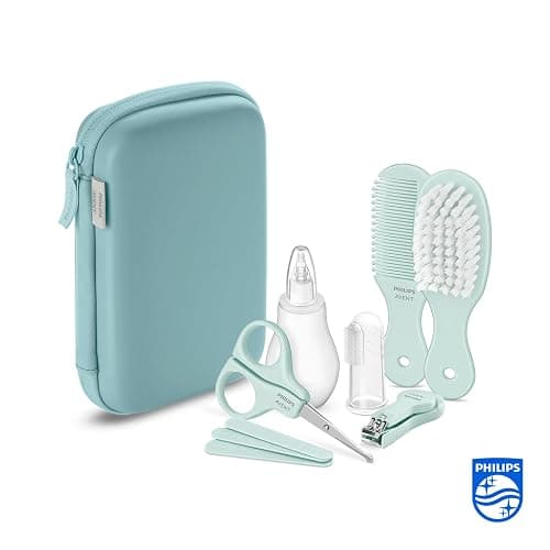 Philips AVENT Babypflege-Set – Starter-Set mit 9 Zubehörteilen: Nagelknipser, Schere, 3 Nagelfeilen, Kamm, Haarbürste, Nasensauger und Fingerzahnbürste (Modell SCH401/00) thumbnail 2