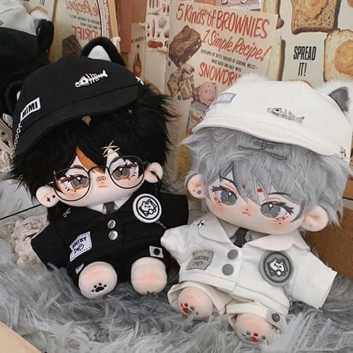 niannyyhouse 20cm Plush Doll Clothes Hat Coat Shirt Pants Backpack Glasses Black Cat Set 8in Doll Accessories Dress Up thumbnail 4