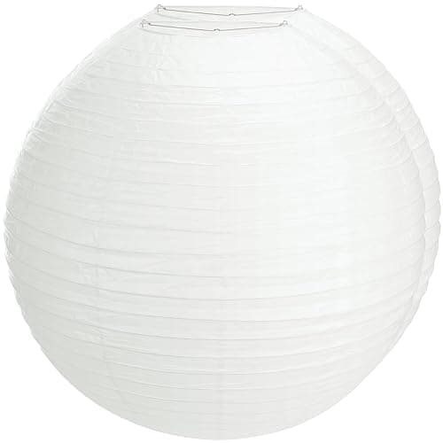 Lanties 2 Pcs White Paper Lanterns 30 Inches Jumbo Round Lantern Lamp Hanging Ball Luminary for Wedding Party Bridal Shower Decoration Anniversary Birthday Classroom Home Ceiling Decorations - White