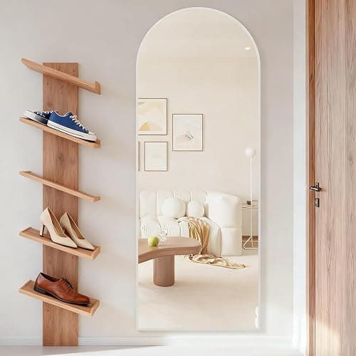 NEUWEABY Full Length Mirror 58"x18" Arch Floor Mirror with Stand Arched Mirror Full Body Mirror White Standing Hanging or Leaning Against Wall for Bedroom Entry, Bedroom, Living Room thumbnail 7