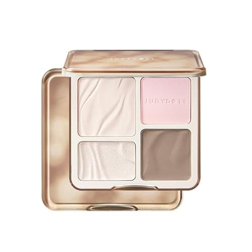 JUDYDOLL Highlight & Contour Palette, All-in-One Matte Highlighter Contour Compact, Natural Brightening Finish for Cool Fair & Olive Skin (New Version 04 Blush Shadow Palette) - Image 1