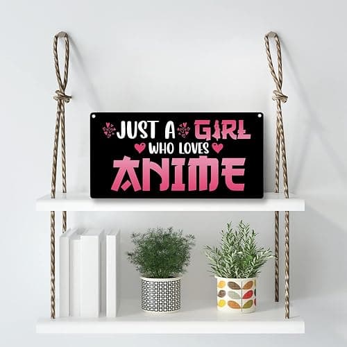 Funny Just a Girl Who Loves Anime Wood Sign Rustic Anime Lovers Wooden Hanging Plaque for Home Living Room Girl Bedroom Wall Art Decoration 6 x 12 Inches Present thumbnail 3