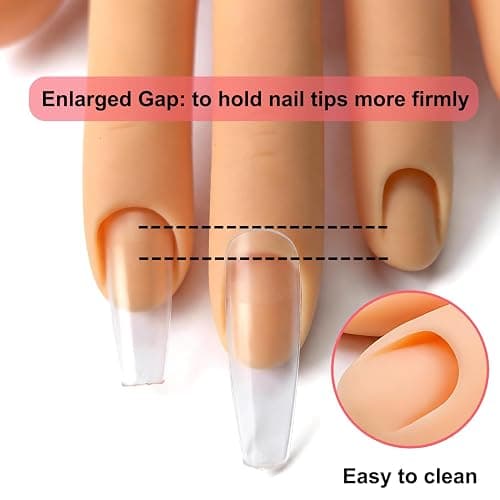 SENNUO Nail Practice Hand with Ultra-Stable Suction Stand | Professional weighted training set for acrylics & gels. Flexible light skin mannequin hand model for nail art extensions. thumbnail 4