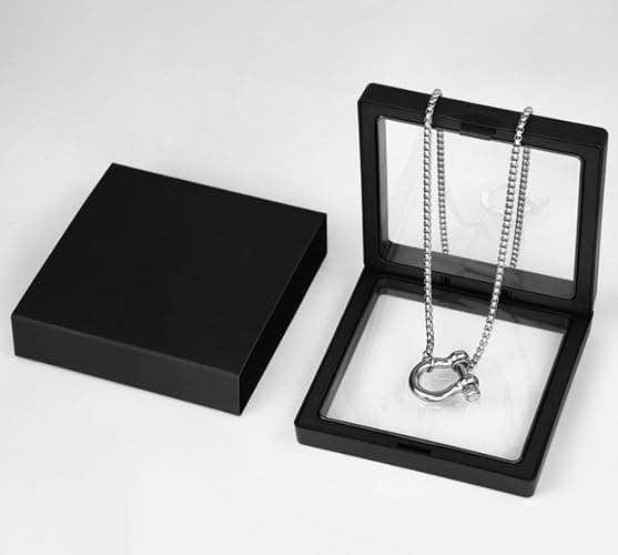 SIXAOAZZ 18K Gold Plated Buckle Necklace with Heavy Screw Anchor Shackle Wheat Chain Two Tone Carabiner 17.7 Inch Stainless Steel Foxtail Chain thumbnail 7