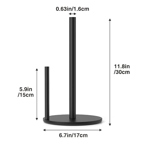 Paper Towel Holder Black, Premium Stainless Steel Kitchen Roll Dispenser, Countertop Roll Organizer with Weighted Base thumbnail 3
