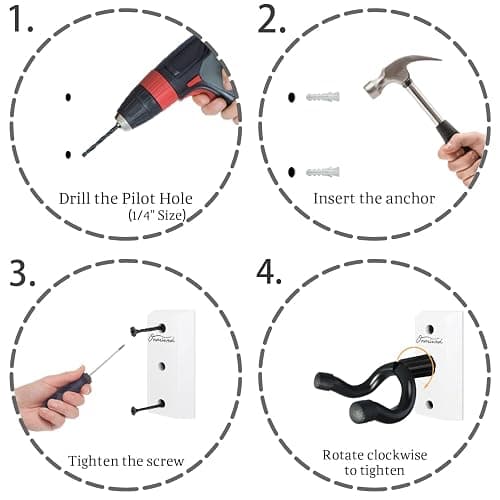 Onmiwod Guitar Wall Mount, White Hardwood Guitar Hanger, U-Shaped Guitar Wall Hanger Mount, Guitar Holder Hook Stand Wall for Acoustic, Electric Guitar, Banjo, Bass, Gift for Guitar Player thumbnail 6