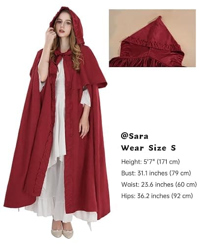 NSPSTT Cloak with Hood Men Halloween Cape Renaissance Costume Women Adult Witch Long Cape thumbnail 4