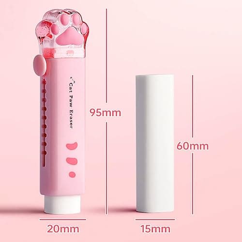 Doraking Cute Eraser, Retractable Kawaii Cat Paw Erasers for Kids, Rubber Push-Pull Eraser for Students Writing Drawing Aesthetic Erasers for School Office Supplies thumbnail 3
