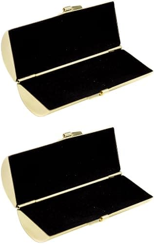 Stephanie Imports Set of 2 Capsule Shaped Lipstick Cases (Gold Ridges) thumbnail 2