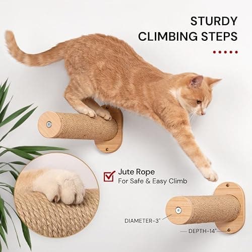 7 Ruby Road Cat Hammock Wall Mounted Shelf with Two Steps Set - Wall Shelves and Perches for Sleeping, Playing, Climbing and Lounging - Modern Cat Bed & Furniture for Indoor and Large Cats or Kitty thumbnail 5