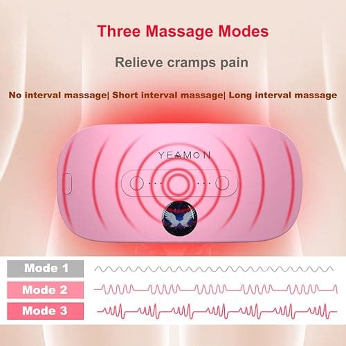 Portable Cordless Heating Pad, Electric Waist Belt Device, Fast Heating Pad with 3 Heat Levels and 3 Massage Modes, Back or Belly Heating Pad, Gift for Her, Women and Girl thumbnail 5