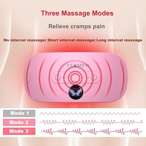 Portable Cordless Heating Pad, Electric Waist Belt Device, Fast Heating Pad with 3 Heat Levels and 3 Massage Modes, Back or Belly Heating Pad, Gifts for Her, Women and Girl - Pink thumbnail 4