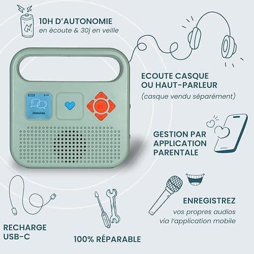 Merlin - Boîte à Histoires avec 1000 titres Inclus - Contenus Bayard Milan & Radio France - 3-12 Ans - Vert Amande - Version 2 thumbnail 3