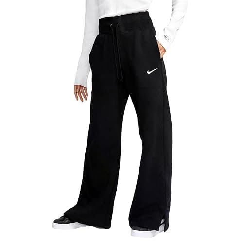 Nike Sportswear Phoenix Fleece Women's High-Waisted Wide-Leg Sweatpants (DQ5615-010, Black/Sail) Size Large - Image 1