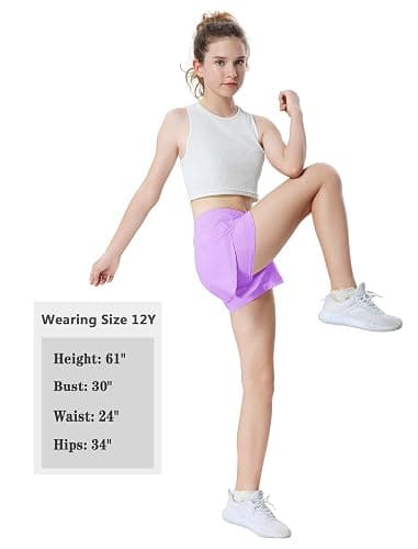 EXARUS Girls Athletic Shorts Sport Workout Track Cheer Youth Running Gym Active 2 in 1 Dolphin for Kids Tween 6-14Y thumbnail 6