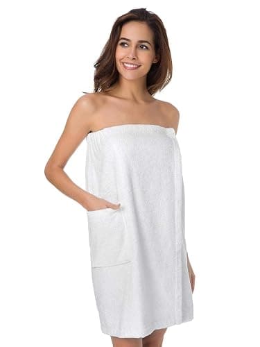 SIORO Women Bath Towel Wrap Robe, Soft Cotton Terry Spa Cloth, Plush Adjustable Closure for Shower, Travel, Pool, Gym - Image 1
