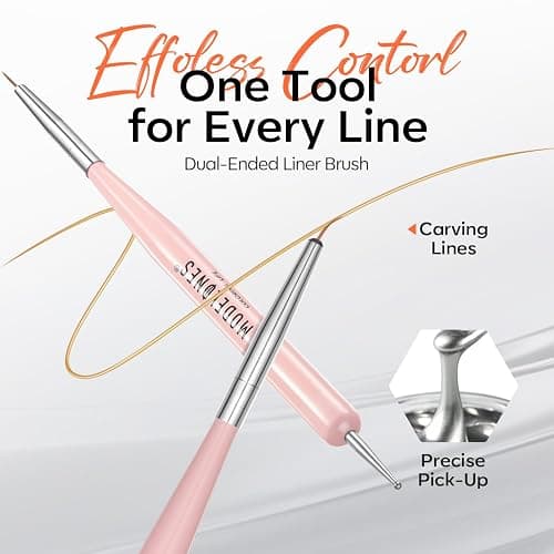 Modelones Metallic Gold Silver Liner Gel Polish Set Precision Brush | Chrome Nail Art Gel for French Tips Detail Paint Draw Swirl Design 3D Mirror Effect Soak Off U V Cure DIY Salon Manicure thumbnail 4