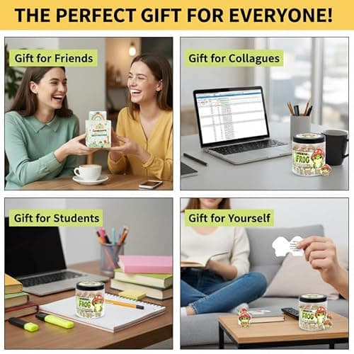 DEARMINE Positive Frog Jar with 60 Affirmation Cards, Emotional Support Gift, Christmas Home Office Decoration, Frog Gifts for Women, Teens, Teachers, Coworkers, Friends, Men thumbnail 5
