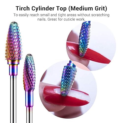 MelodySusie Nagelfräser Bits Set, 7Stk Wolframkarbid Diamant Bits für Acrylnägel Poly Gel Nagelhaut entfernen, 3/32'' Professionelle Nagelbits für Nagelfräser Efeil (Bunt) thumbnail 6