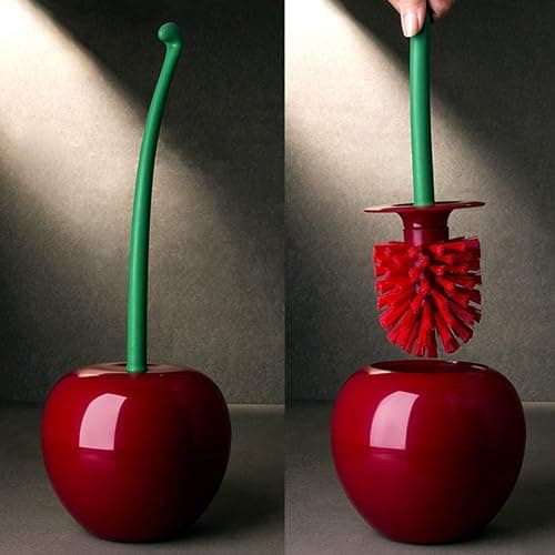 Dora Bridal Toilet Brush and Holder Set, Cherry Toilet Brush Set, Cute Toilet Bow Brush with Long Handle, Bathroom Tool Cleaner Accessories for Cherry Bathroom Decor(1 Brush, 1 Holder) thumbnail 4
