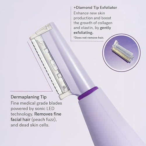 Michael Todd Beauty Sonicsmooth Pro+ Dermaplane Razor for Women Face + Eyebrow trimmer Dermaplaning System w/LED Light Peach Fuzz Remover -16 Dermaplaning Blades & 2 Microsmooth Exfoliation Tips thumbnail 6