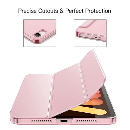 JETech Case for iPad mini (A17 Pro, 2024 Model, 7th Generation) / mini 6 (2021 Model, 6th Generation), Slim Stand Hard Back Shell Smart Cover with Auto Wake/Sleep (Pink) thumbnail 3