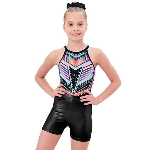 JOYSTREAM Gymnastics Leotards for Girls With Shorts Sparkly Ballet Dance Clasp Back Activewear - Rainbow Diamond Set - 8-9 Years thumbnail 2